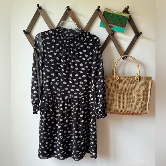 Madewell Mistlight Mockneck Dress in Seattle Floral Black Size S - Picture 3 of 16